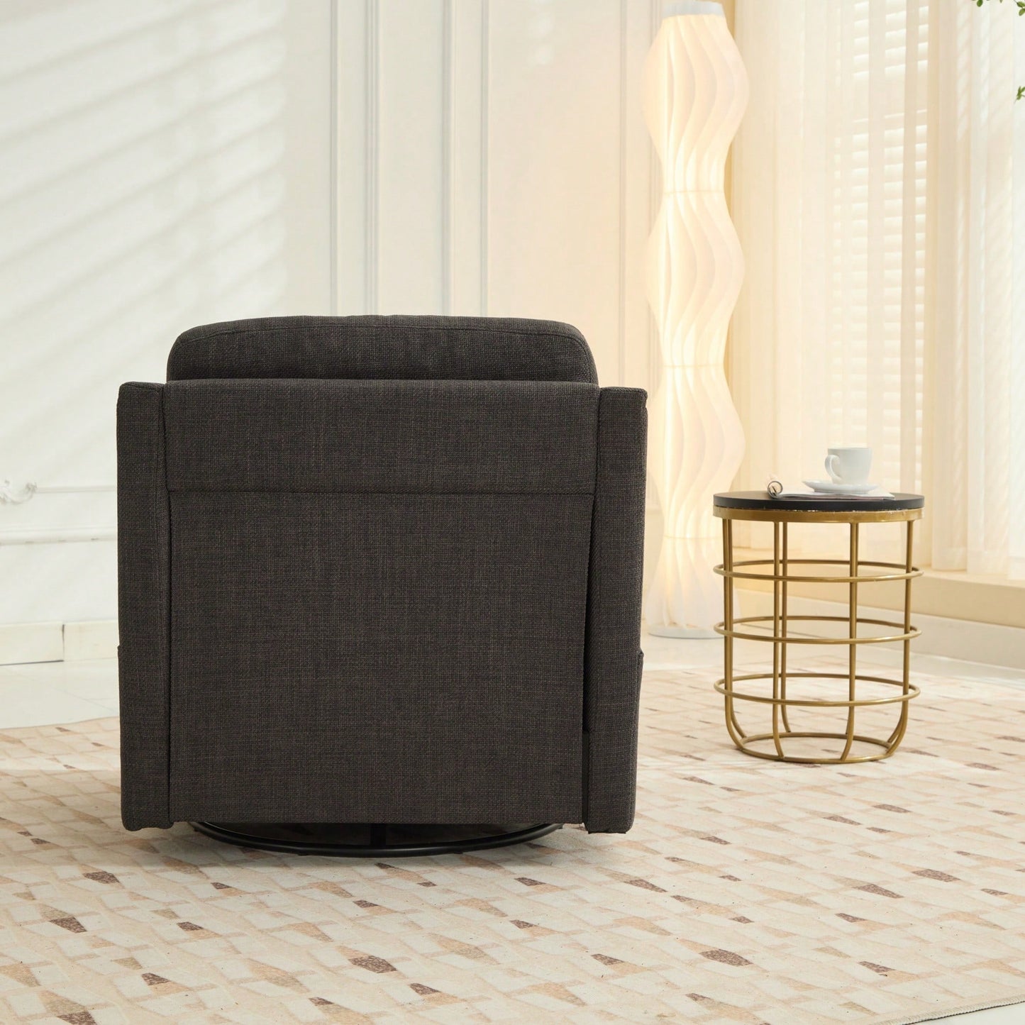 Dark Grey 360° Swivel Accent Chair with USB Port and Magazine Holder for Living Rooms and Hotel Bedrooms