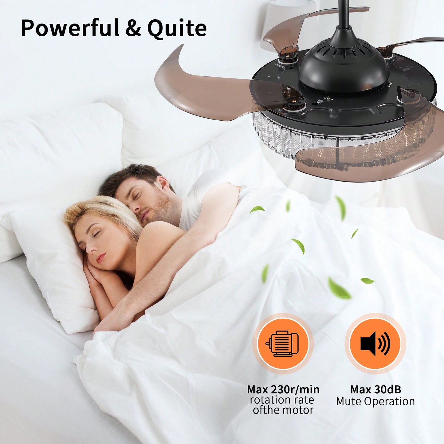 Modern LED Retractable Ceiling Fan With Remote Control - Quiet, Reversible Motor & 4 Blades For Kitchen, Bedroom, Dining Room, And Patio Use