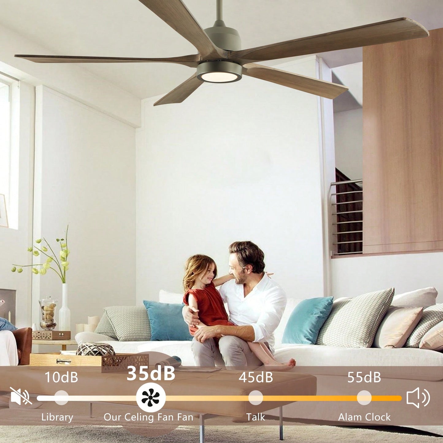 60-Inch Modern Wood Ceiling Fan With Light And Remote Control - 6-Speed Whisper-Quiet Reversible Motor For Kitchen, Dining, And Living Room