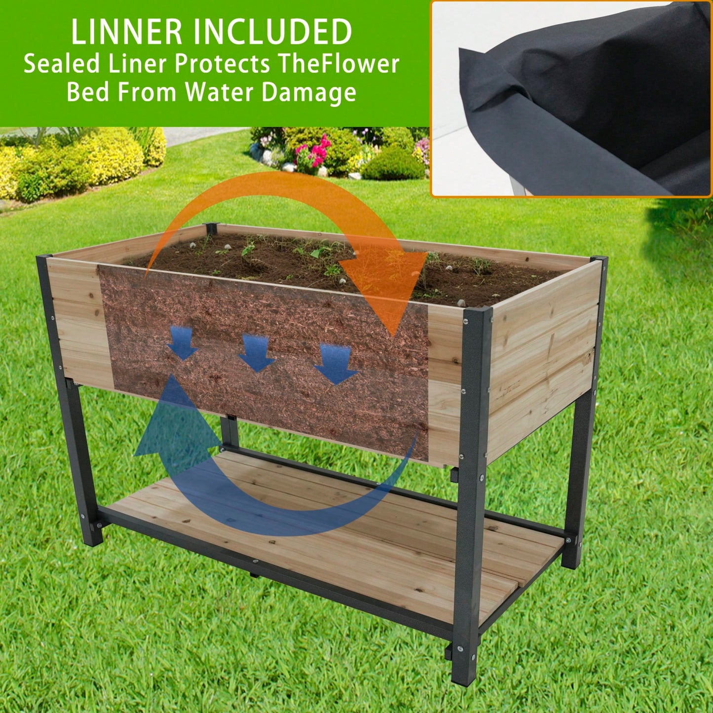 45-Inch Iron-Wood Raised Garden Beds With Storage Racks - Ideal For Gardens, Backyards, Terraces, And Balconies