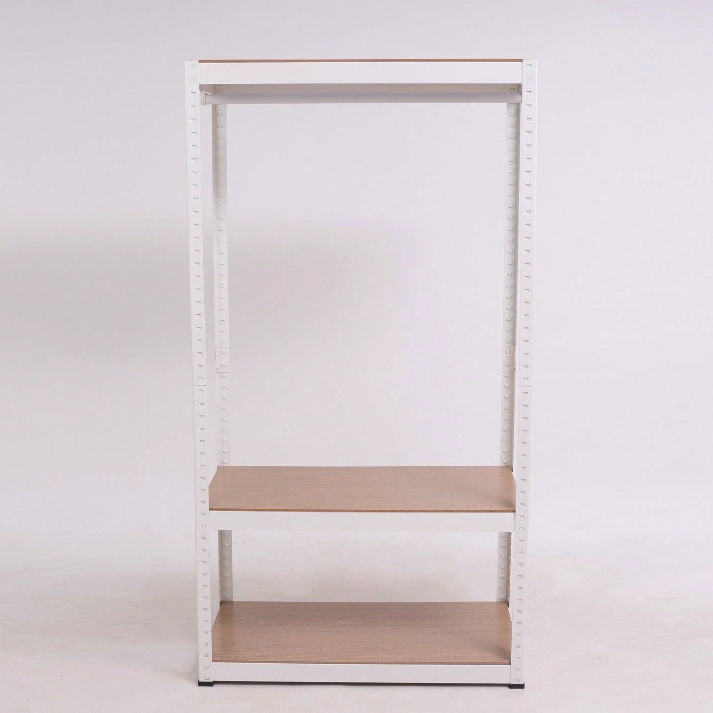 Sturdy Freestanding Clothing Rack With Adjustable Wire Shelf & Hanging Rod - Portable Wardrobe Solution In White