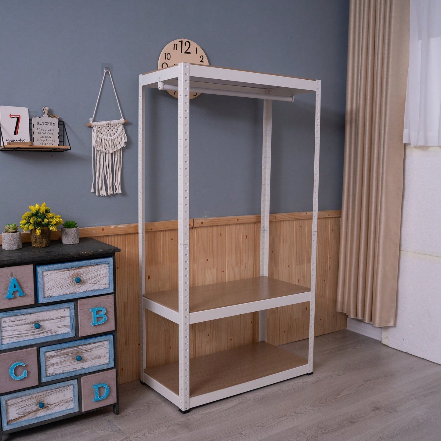 Sturdy Freestanding Clothing Rack With Adjustable Wire Shelf & Hanging Rod - Portable Wardrobe Solution In White