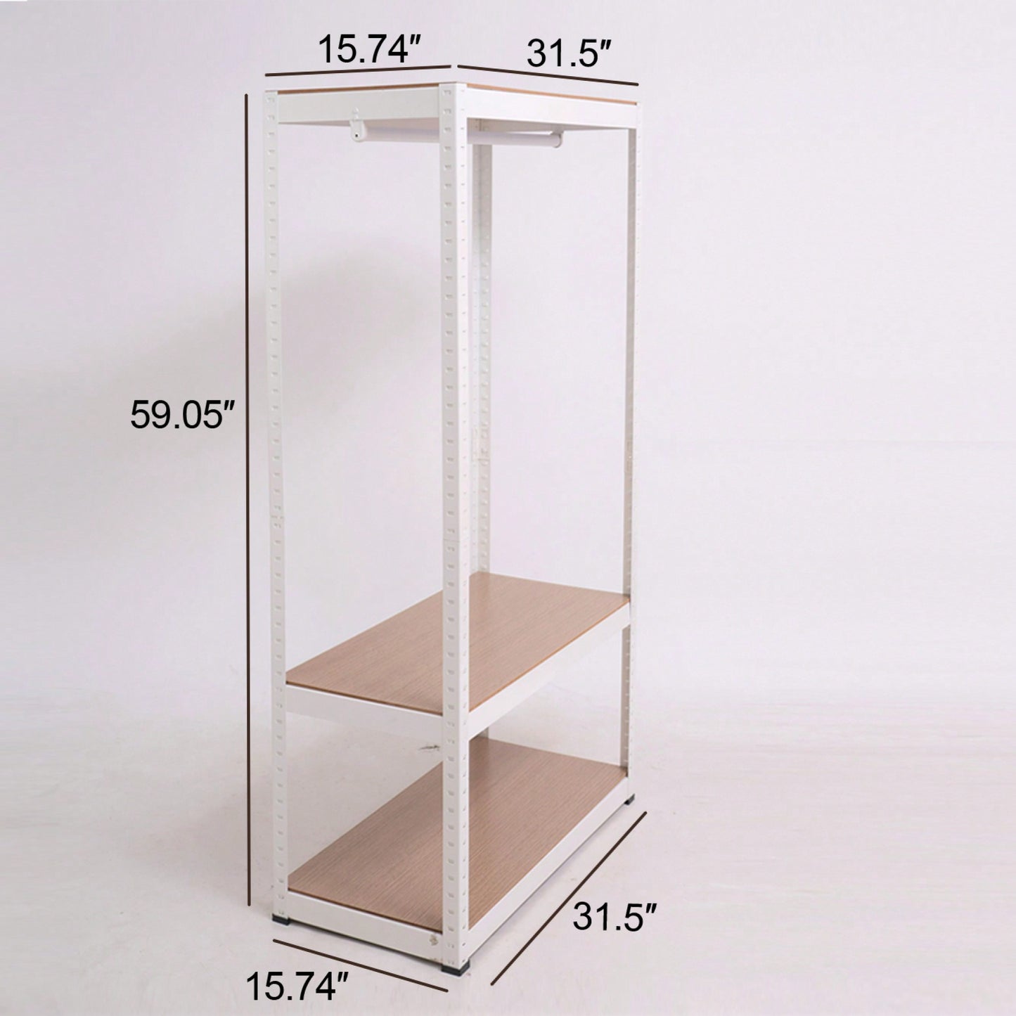 Sturdy Freestanding Clothing Rack With Adjustable Wire Shelf & Hanging Rod - Portable Wardrobe Solution In White