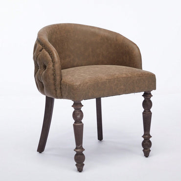 Mid-Century Modern Hand-Pulled Accent Chair with Solid Wood Arms and Cushioned Seat for Living Room or Bedroom in Brown