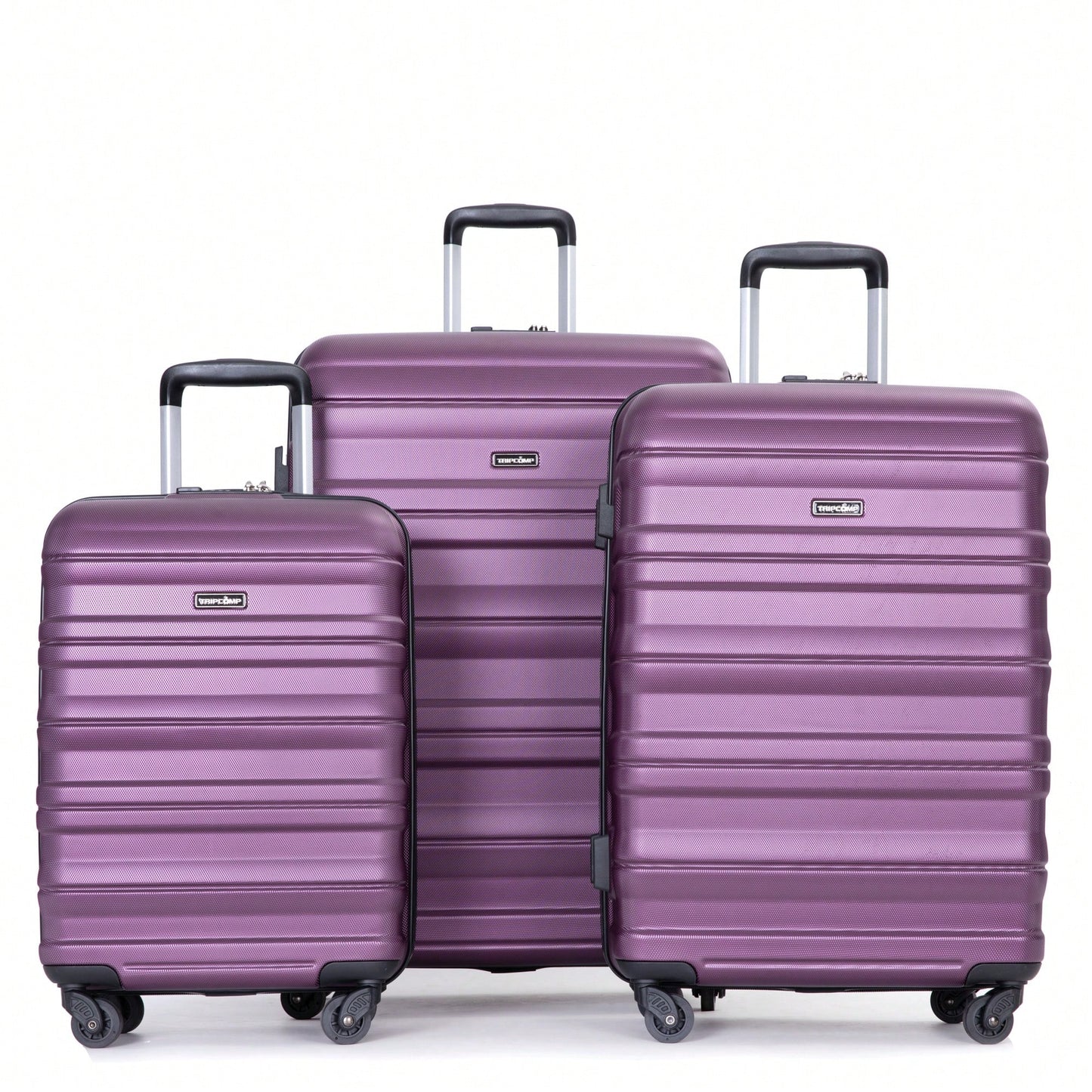 Lightweight Expandable 3-Piece Luggage Set – Durable Suitcases With Two Hooks, Spinner Wheels, TSA Lock, Dark Purple (21/25/29)