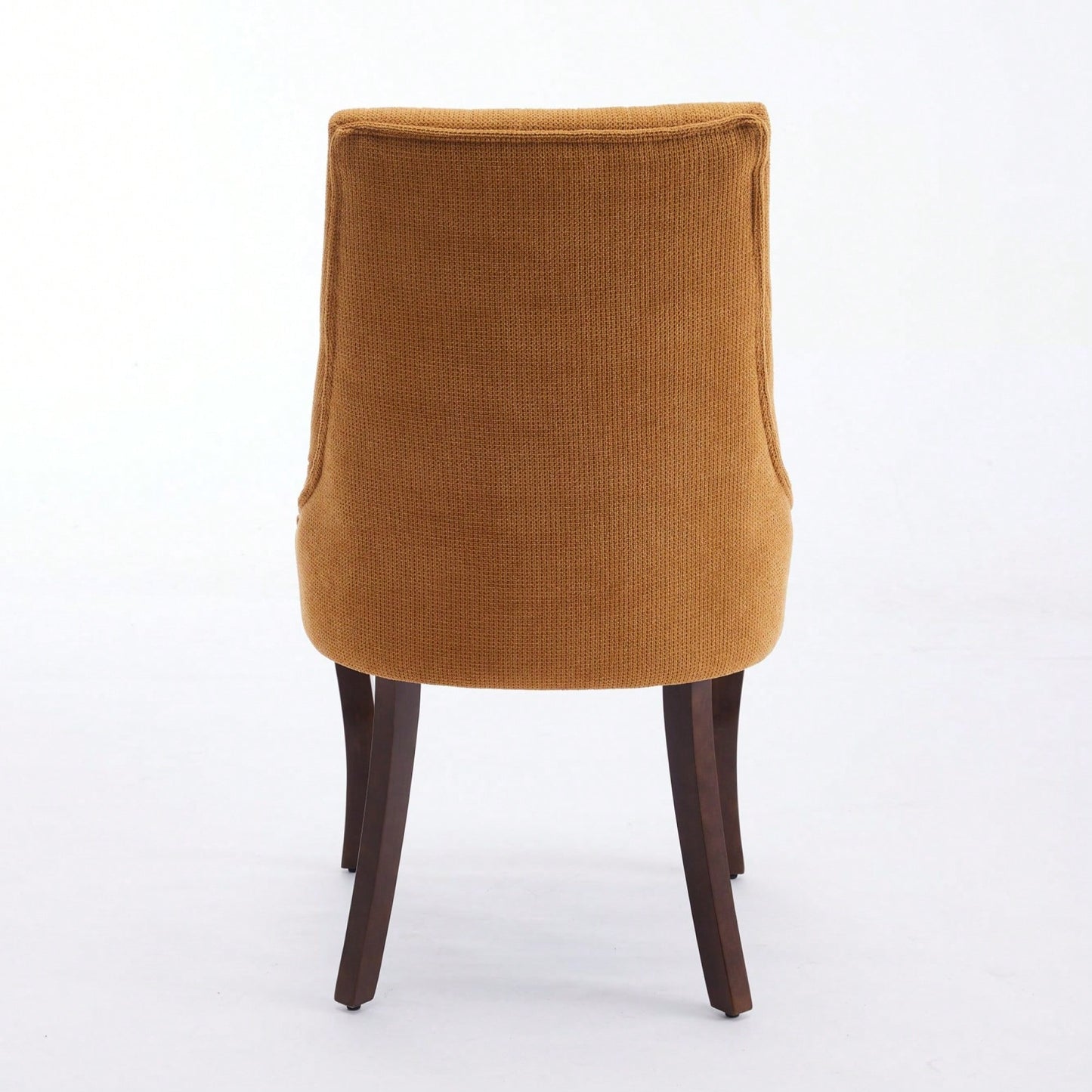 Curved Solid Wood Dining Chairs Set of 2 with Blue Flocking Linen Upholstery for Kitchen and Accent Decor