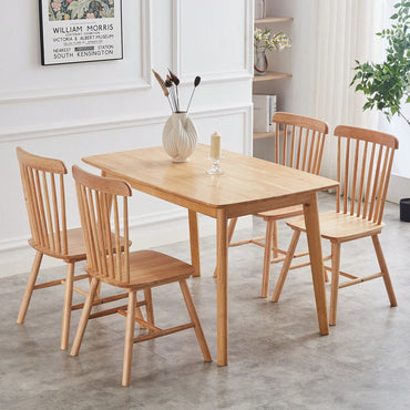 Set Of 4 White Solid Wood Dining Chairs - Simple Natural Design For Dining Room And Living Space