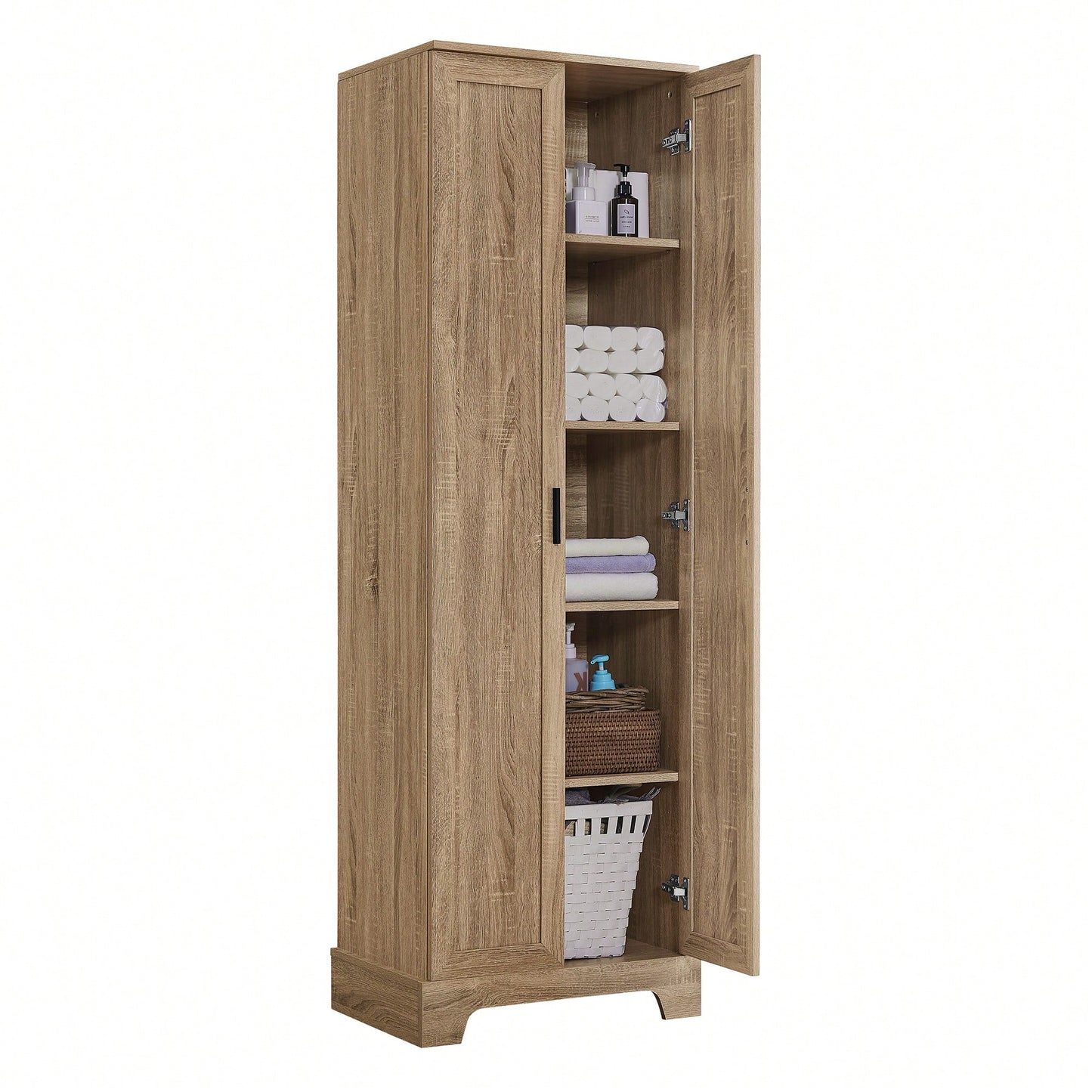 Versatile Two-Door Storage Cabinet For Bathroom And Office With Adjustable Shelf, Durable MDF Construction, Stylish Black Finish