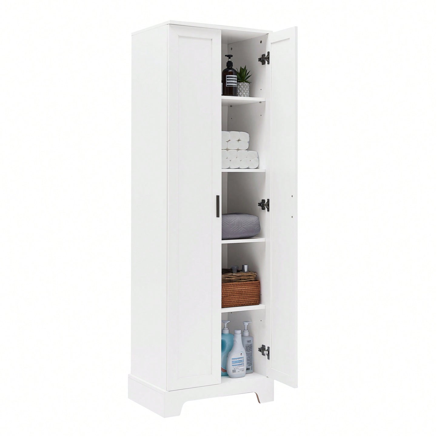 Versatile Two-Door Storage Cabinet For Bathroom And Office With Adjustable Shelf, Durable MDF Construction, Stylish Black Finish