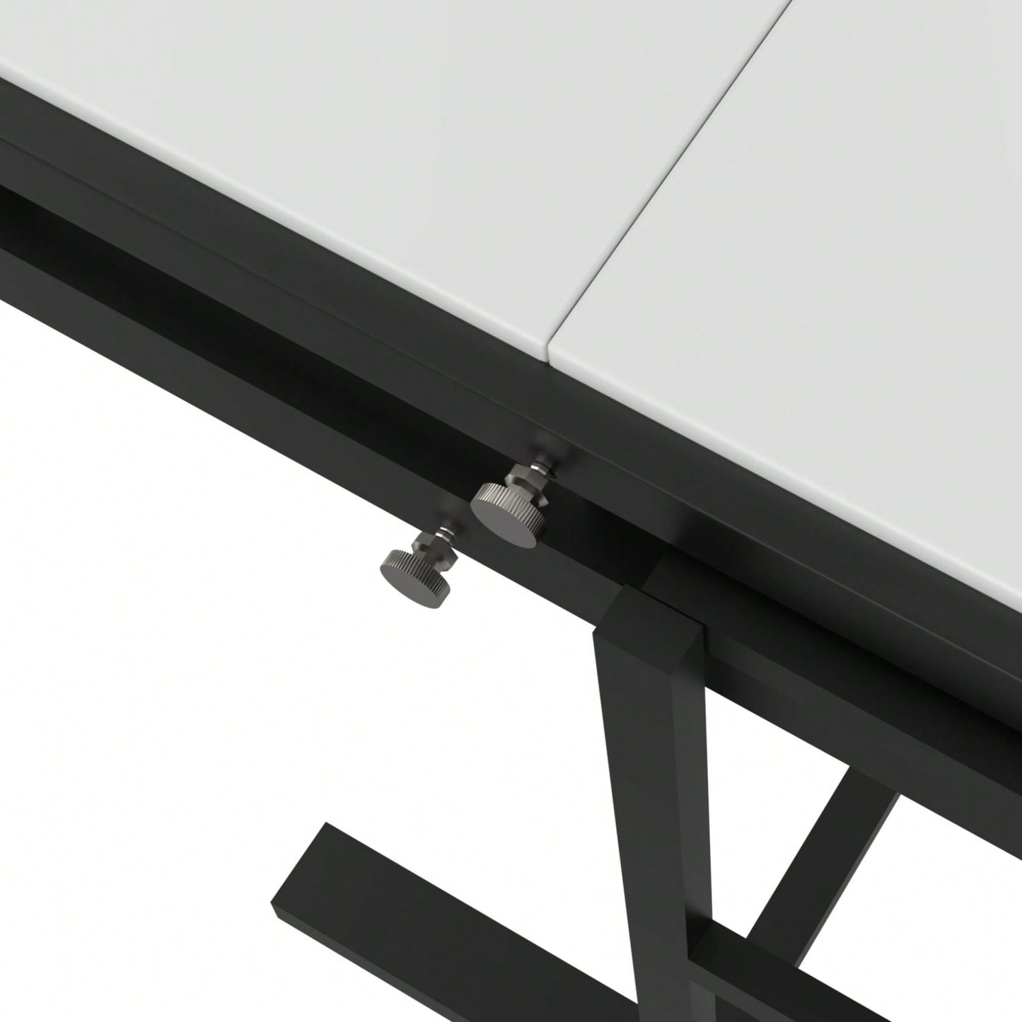 Elegant Solid Mahogany Multifunction Convertible Dining Table With Space-Saving Shelf, Ideal For Home And Studio - White Finish