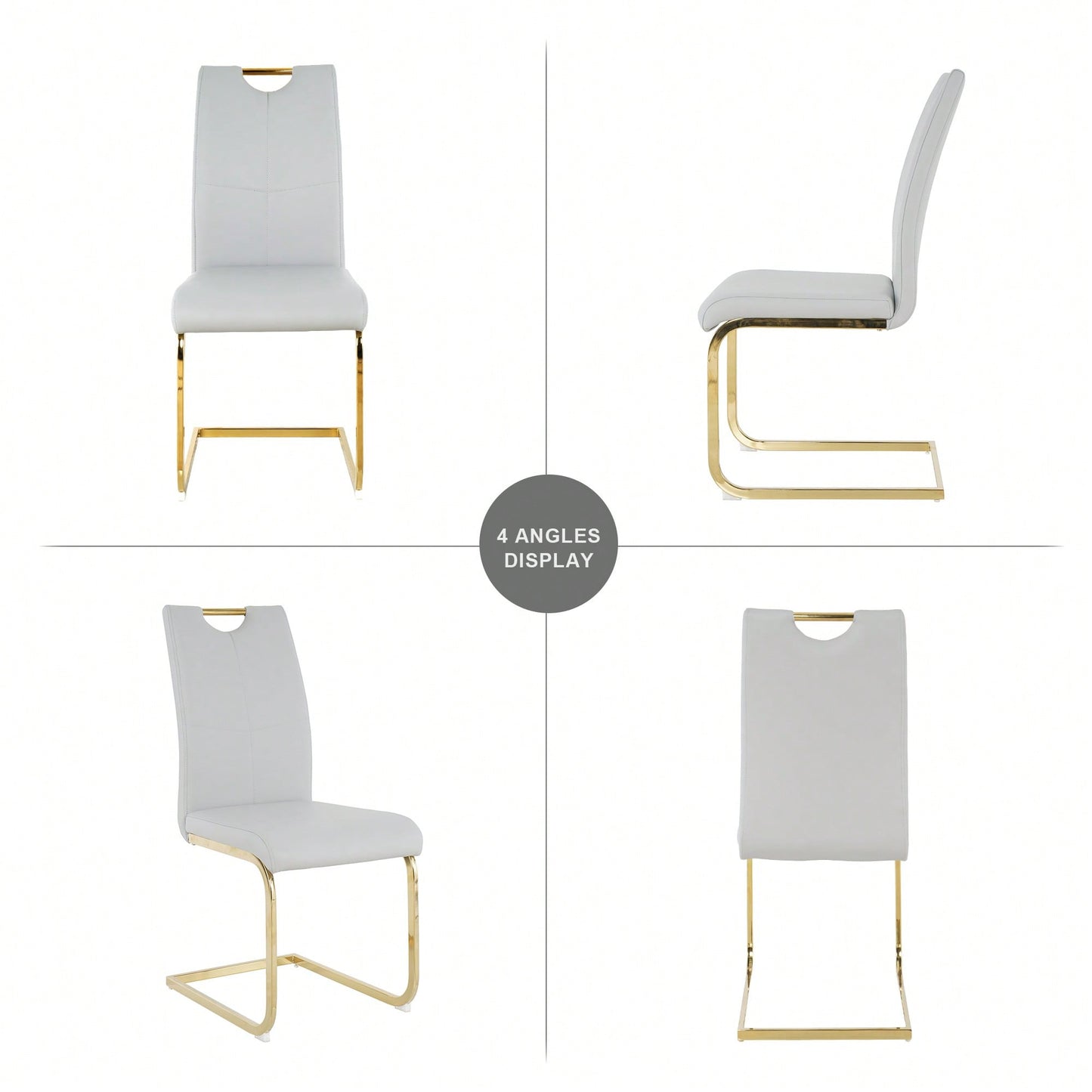 Stylish Upholstered Dining Chairs With Faux Leather Seating And Gold Metal Legs - Set Of 4 For Kitchen, Living Room, And Bedroom