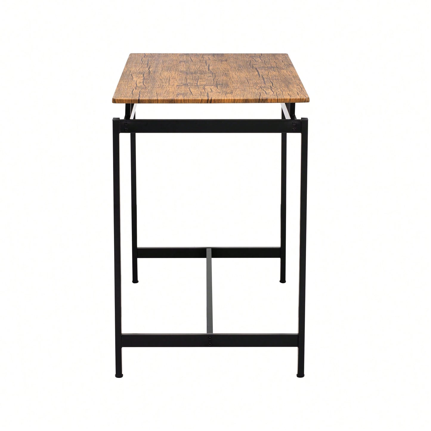 5-Piece Modern Industrial Bar Table Set With Space-Saving Stools - Stylish Furniture For Dining Room And Breakfast Nook (OAK)