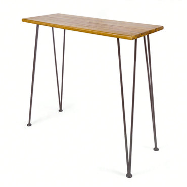 Industrial Wood And Metal Bar Table For Modern Spaces