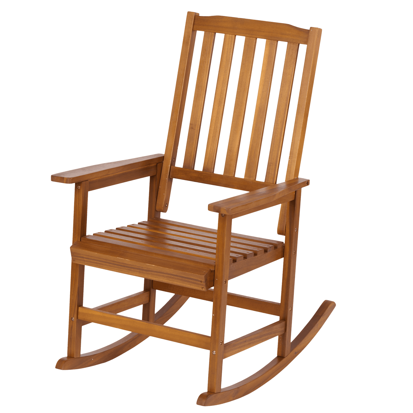Light Brown Solid Wood Indoor Outdoor Rocking Chair Stylish Patio Furniture