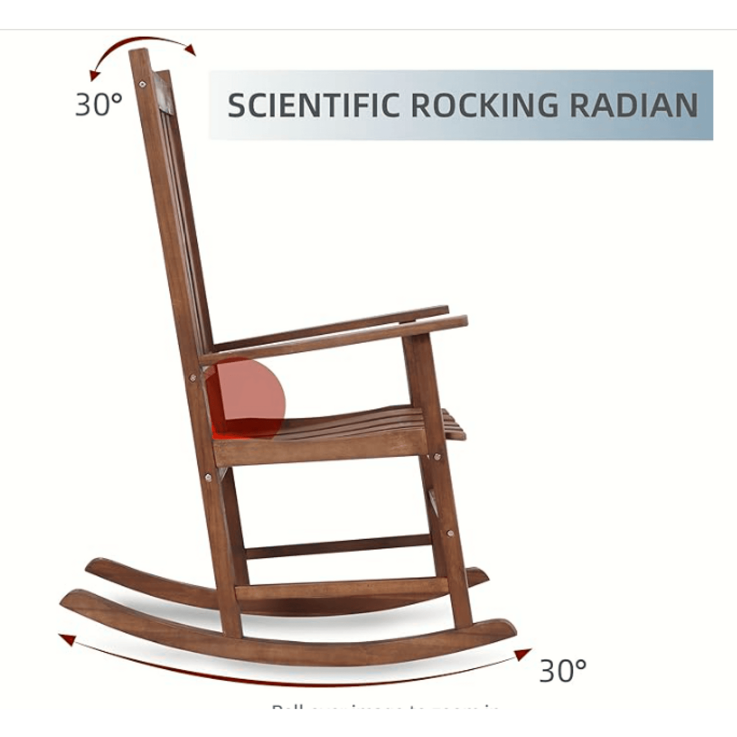 Light Brown Solid Wood Indoor Outdoor Rocking Chair Stylish Patio Furniture