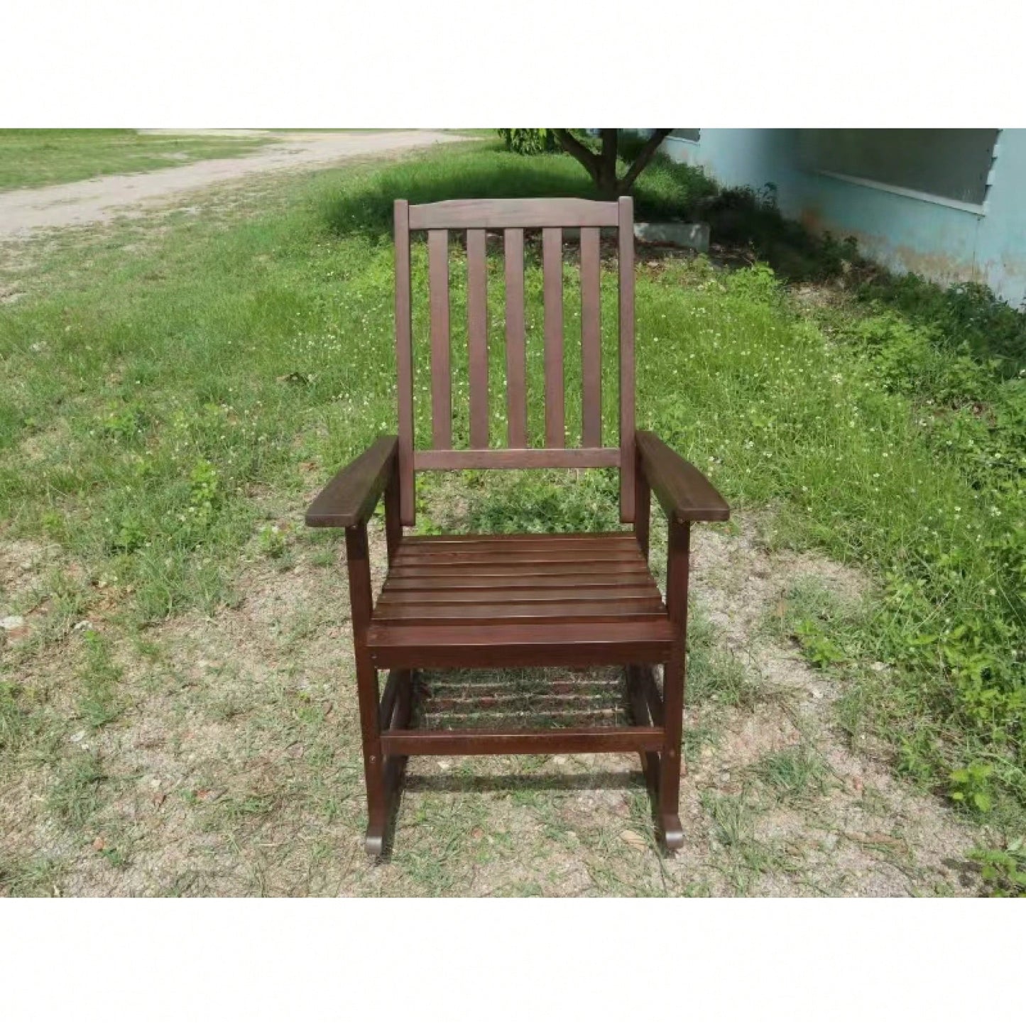 Light Brown Solid Wood Indoor Outdoor Rocking Chair Stylish Patio Furniture