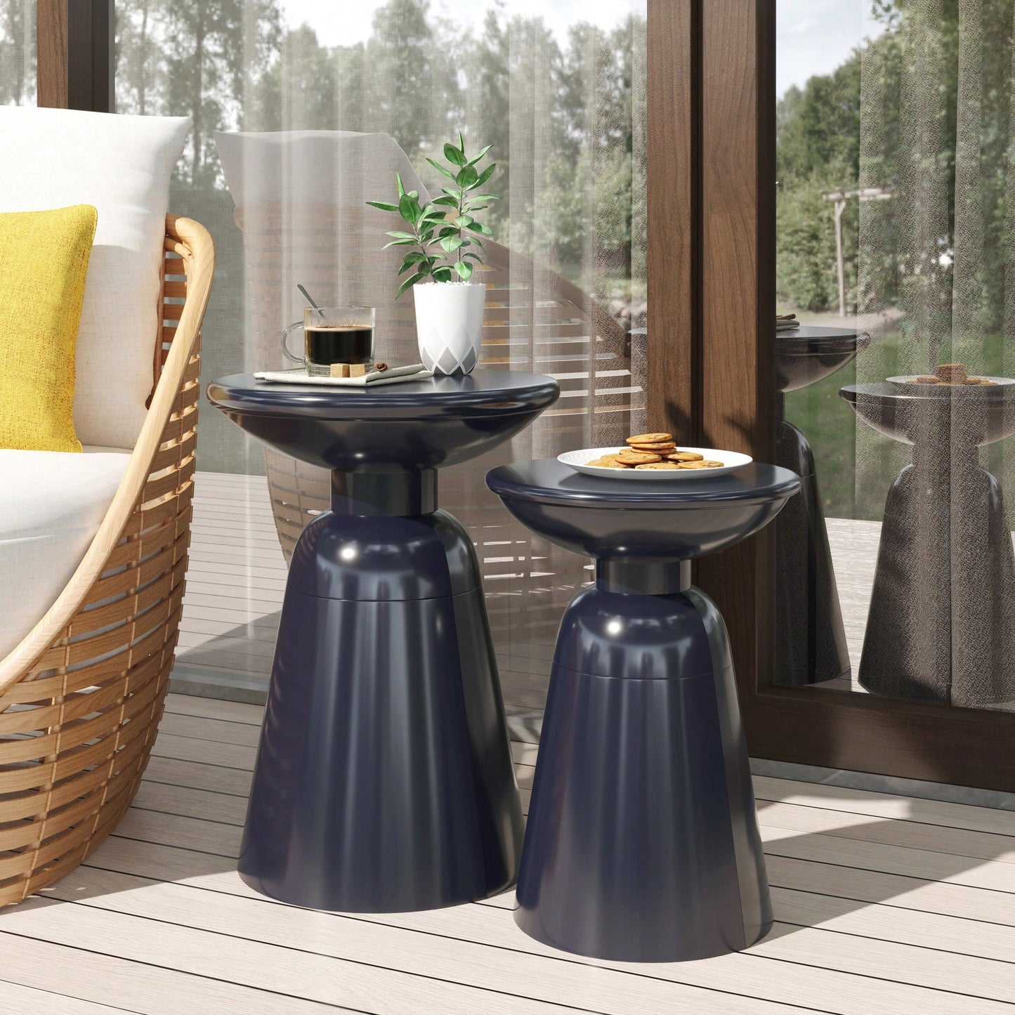 Industrial Style Metal Side Table With Storage Shelf For Living Room Or Bedroom