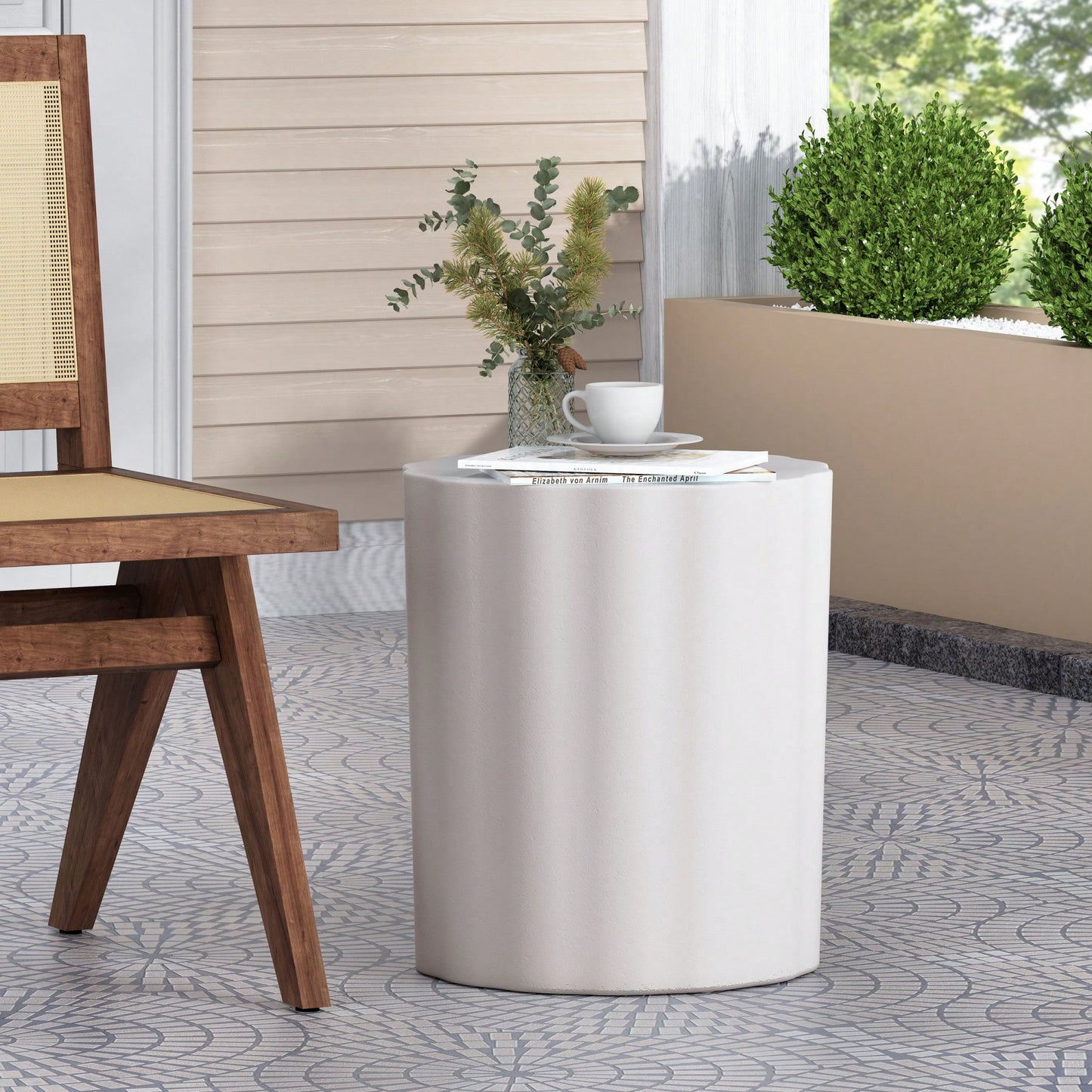 Lightweight Outdoor Concrete Side Table For Patio And Garden Use