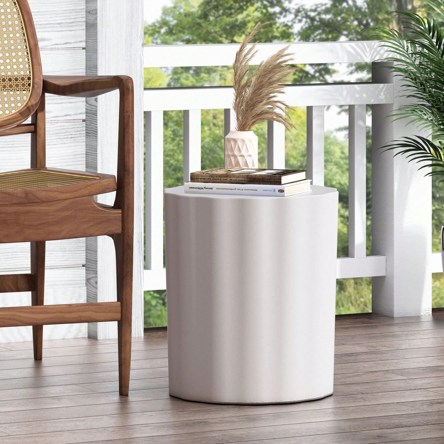 Lightweight Outdoor Concrete Side Table For Patio And Garden Use