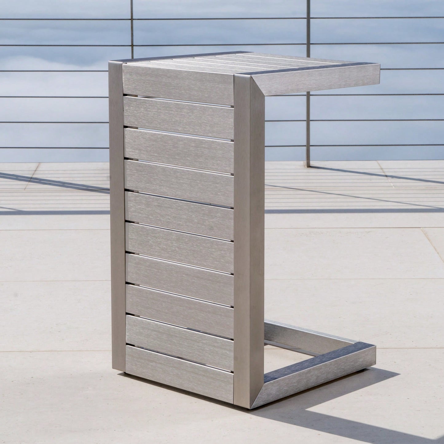 C-Shaped Modern Aluminum Table For Living Room And Patio Use