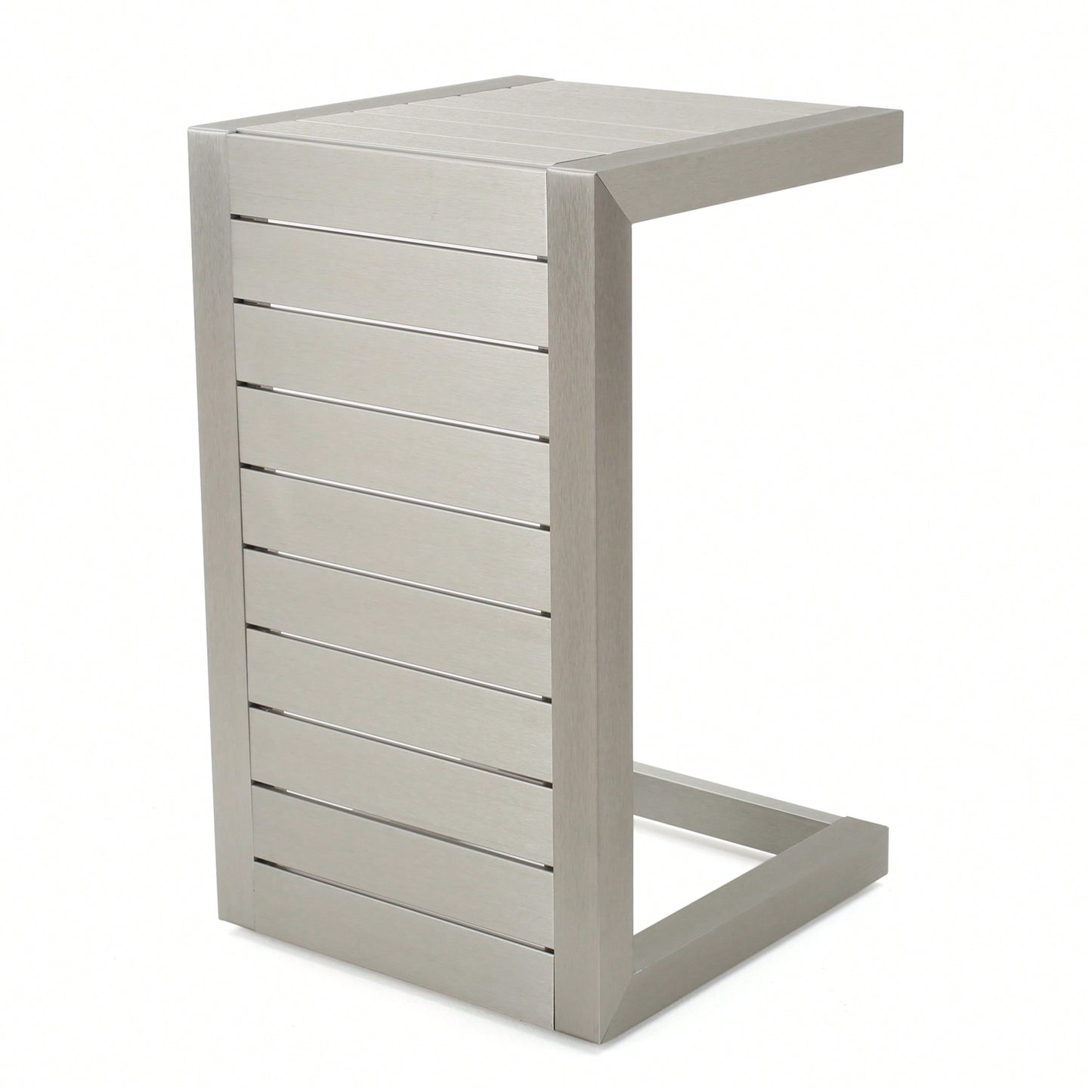C-Shaped Modern Aluminum Table For Living Room And Patio Use