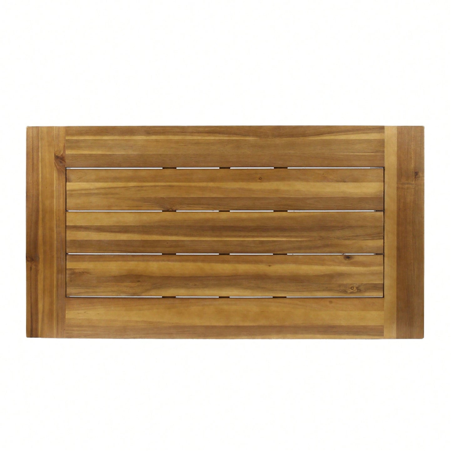 Rustic Outdoor Acacia Wood Coffee Table With Teak Finish And Metal Accents 27.25D X 45.75W X 18H
