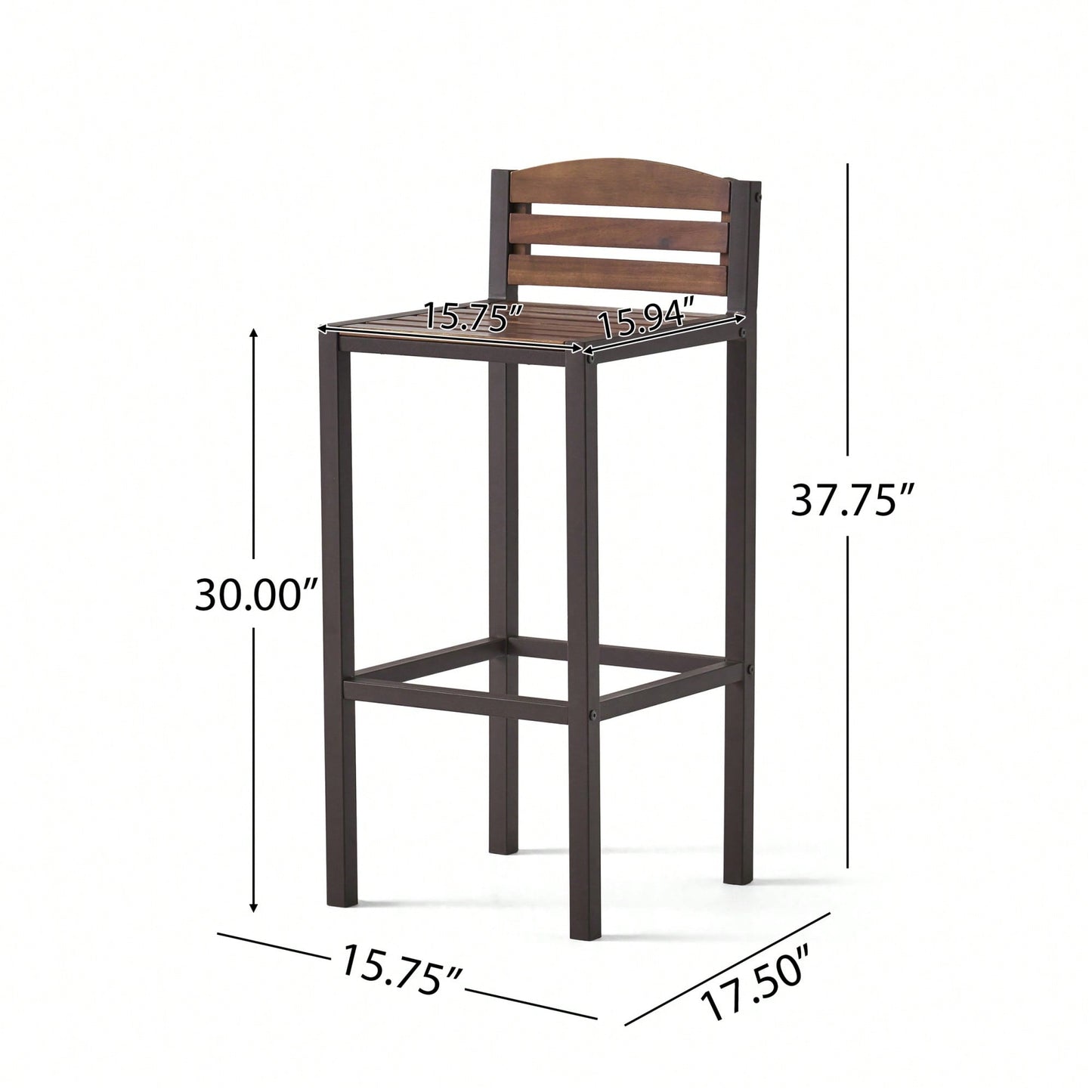 Set Of 2 Outdoor Acacia Wood Barstools For Patio And Garden