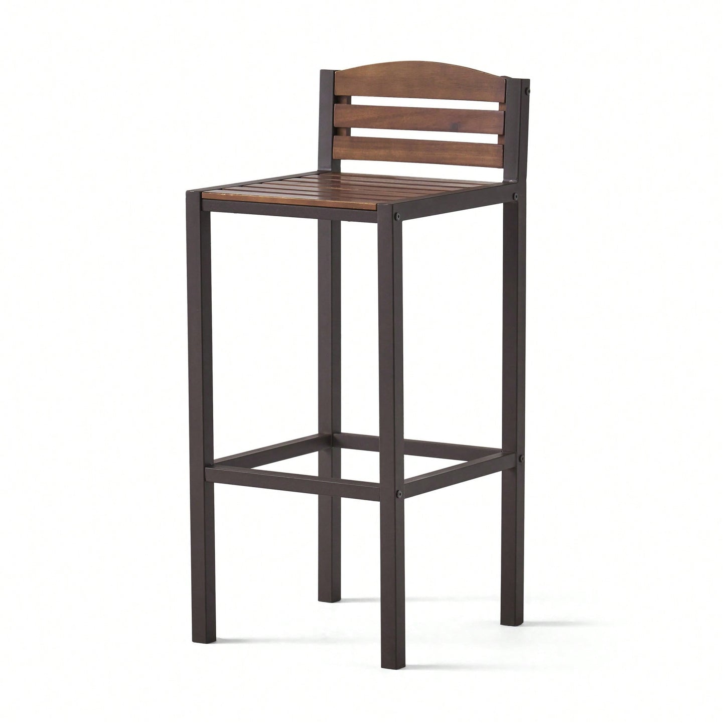 Set Of 2 Outdoor Acacia Wood Barstools For Patio And Garden