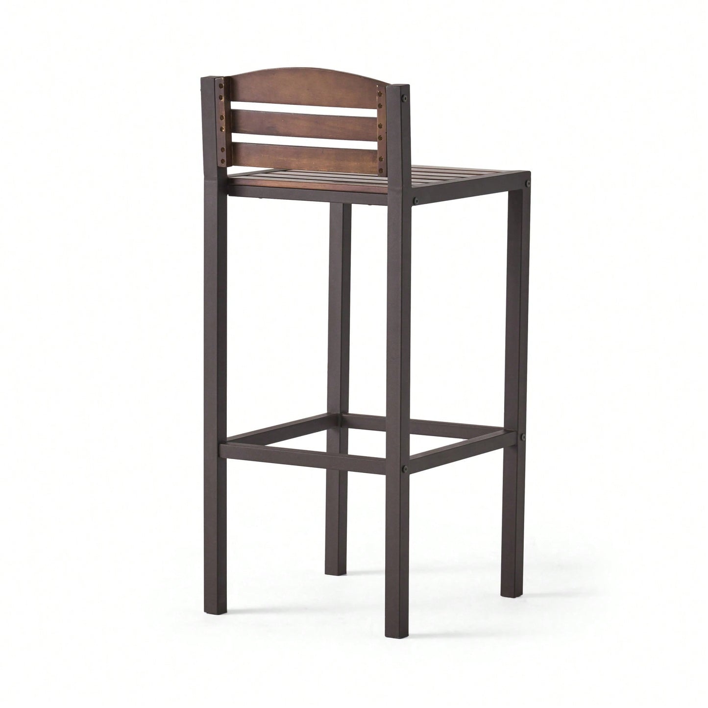 Set Of 2 Outdoor Acacia Wood Barstools For Patio And Garden