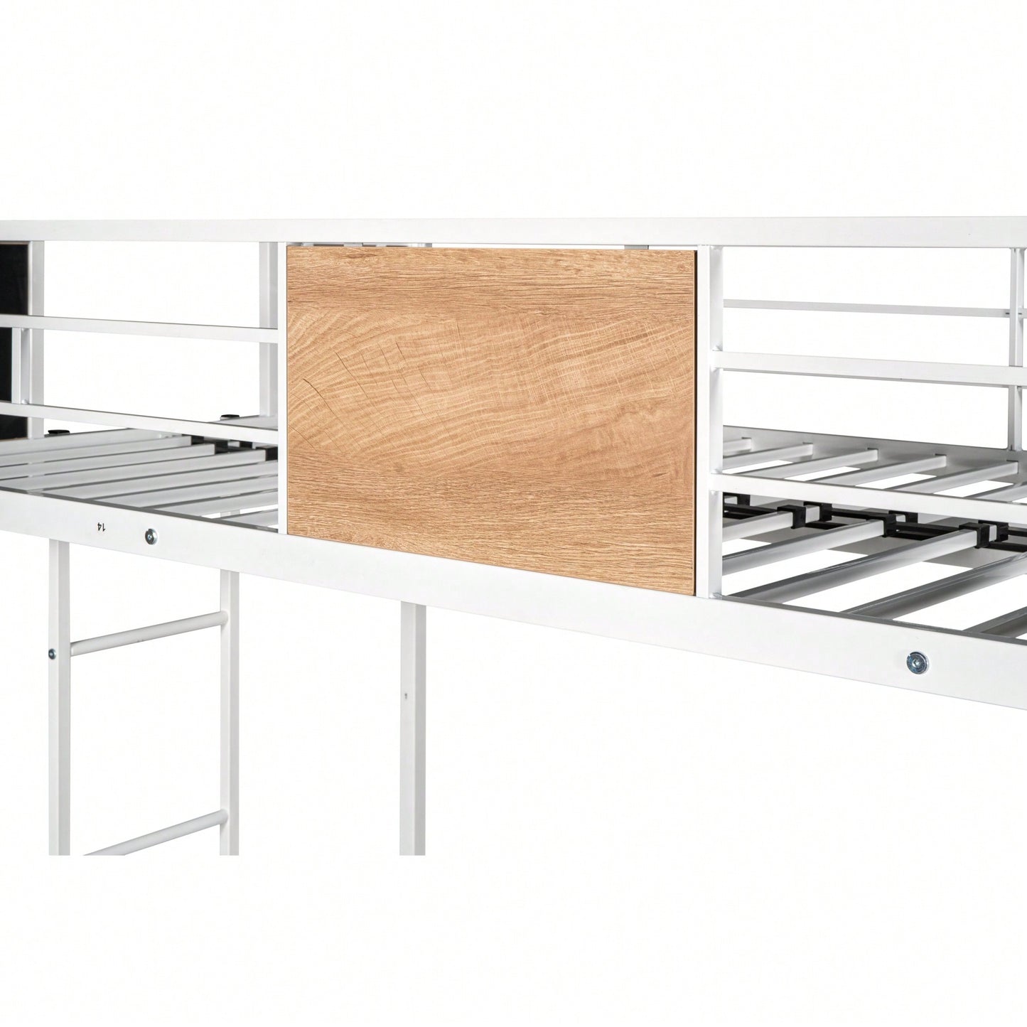 Sturdy Twin Over Full Bunk Bed with Trundle and Guardrail Space-Saving Design for Three with Wooden Accents