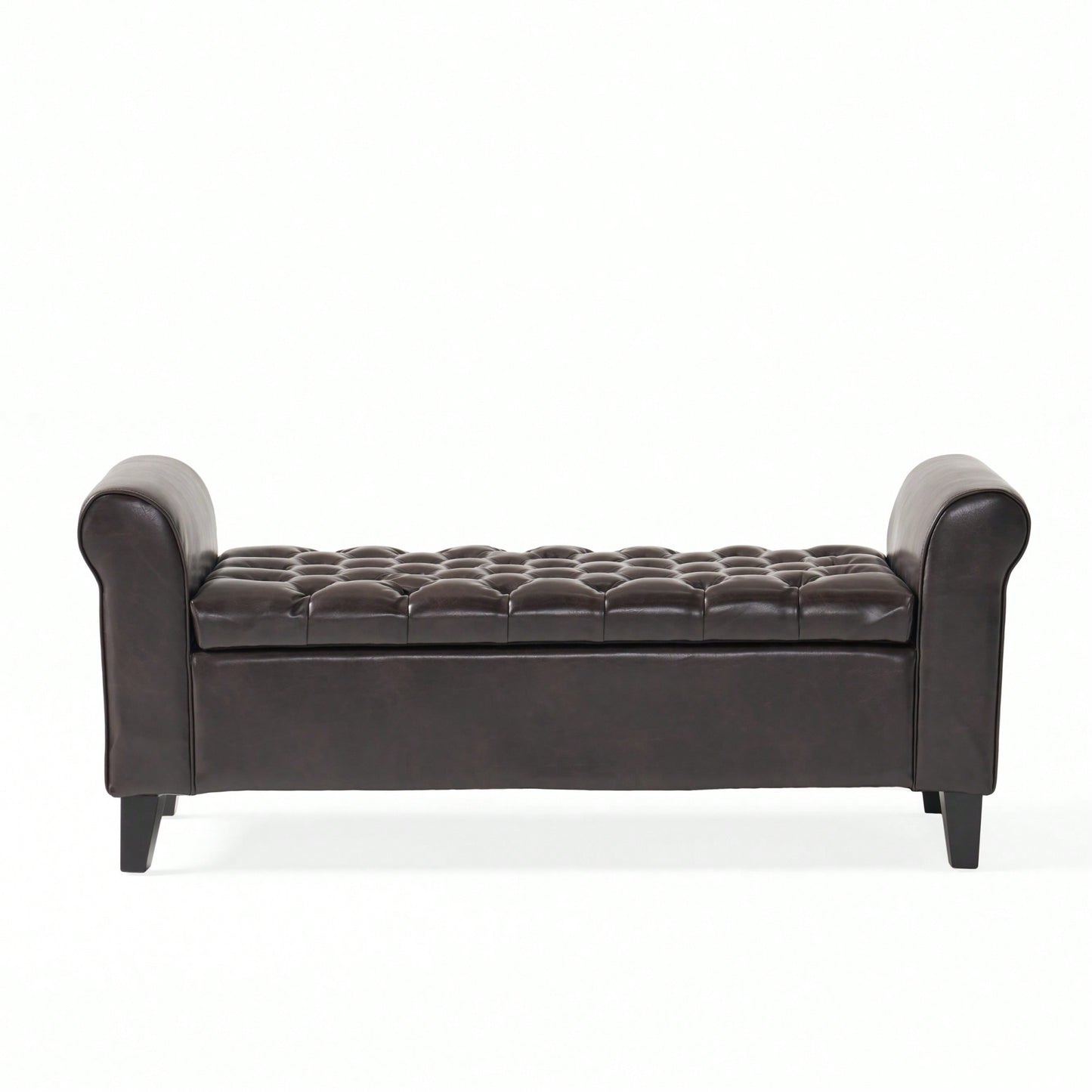 Stylish And Functional Armed Storage Bench With Cushion For Entryway Or Living Room