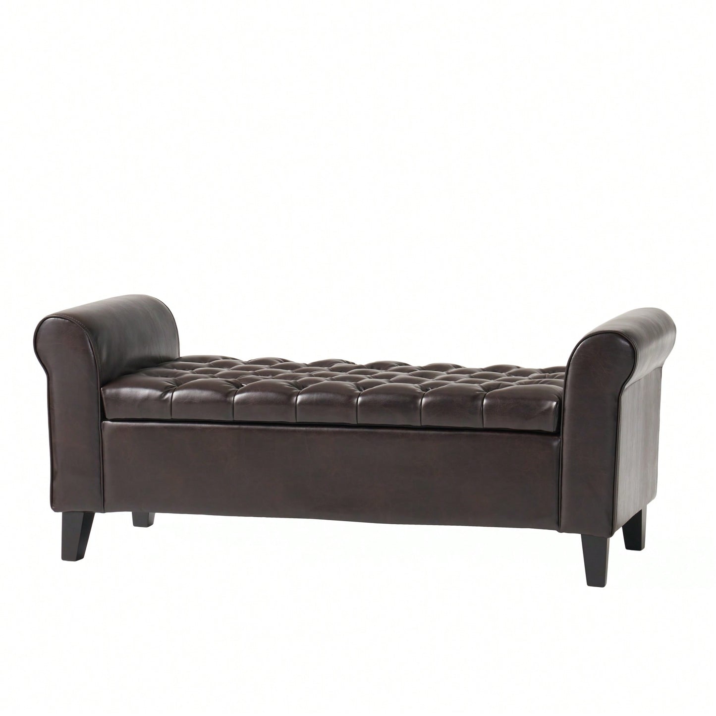 Stylish And Functional Armed Storage Bench With Cushion For Entryway Or Living Room