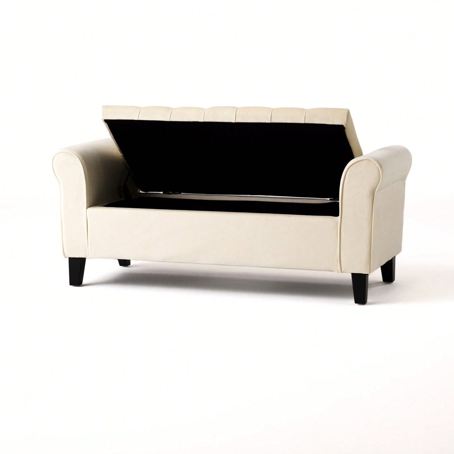 Stylish And Functional Armed Storage Bench With Cushion For Entryway Or Living Room