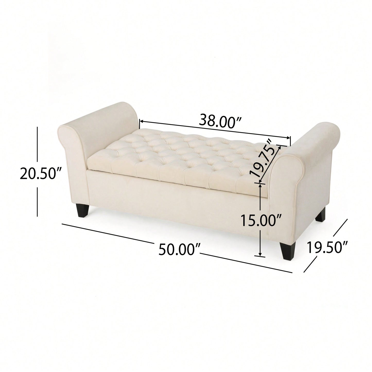 Stylish And Functional Armed Storage Bench With Cushion For Entryway Or Living Room