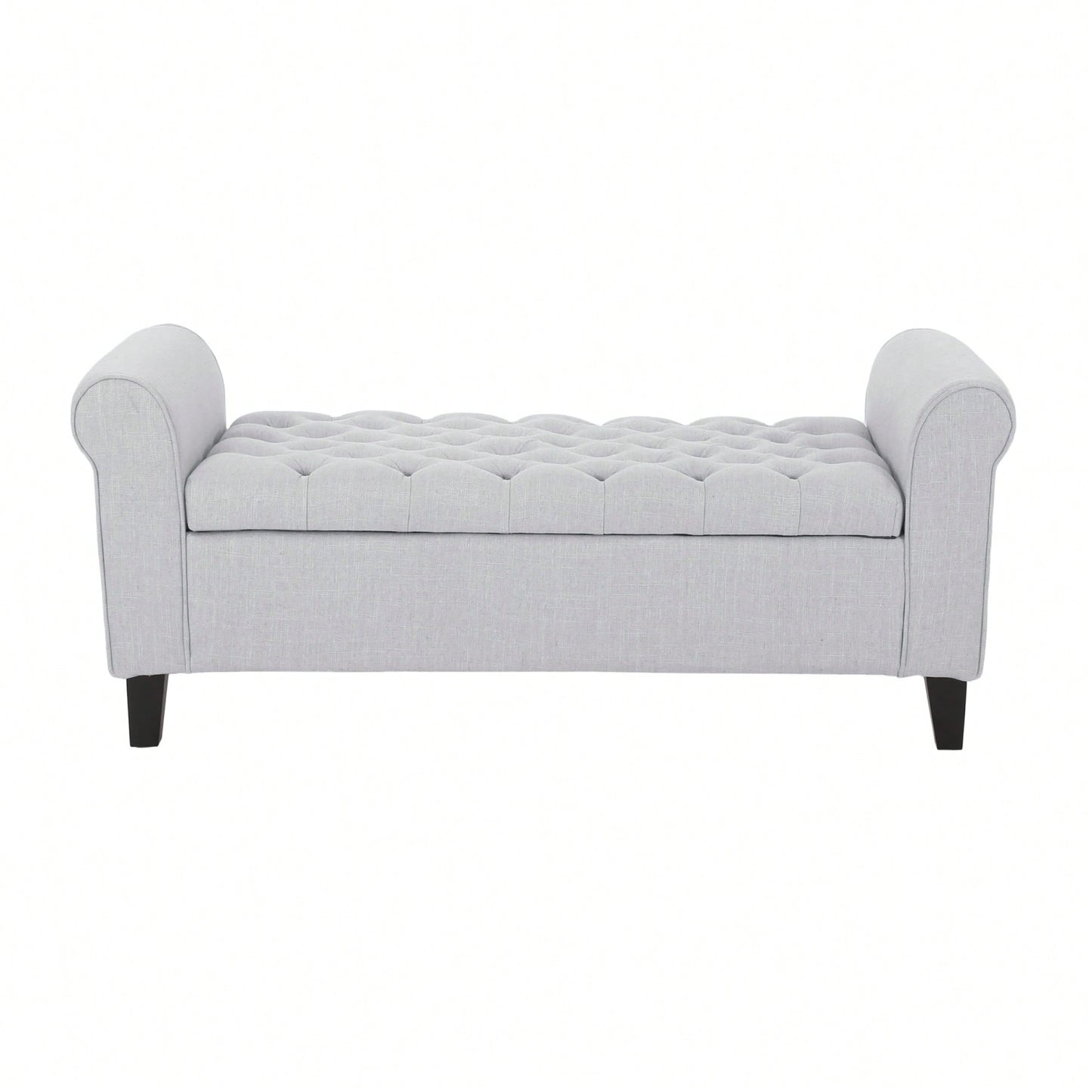 Stylish And Functional Armed Storage Bench With Cushion For Entryway Or Living Room