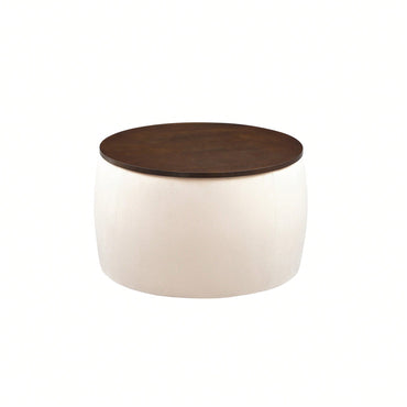 Versatile Round Ottoman Set With Storage And Dual Function Coffee Table Footrest For Living Room Bedroom Office