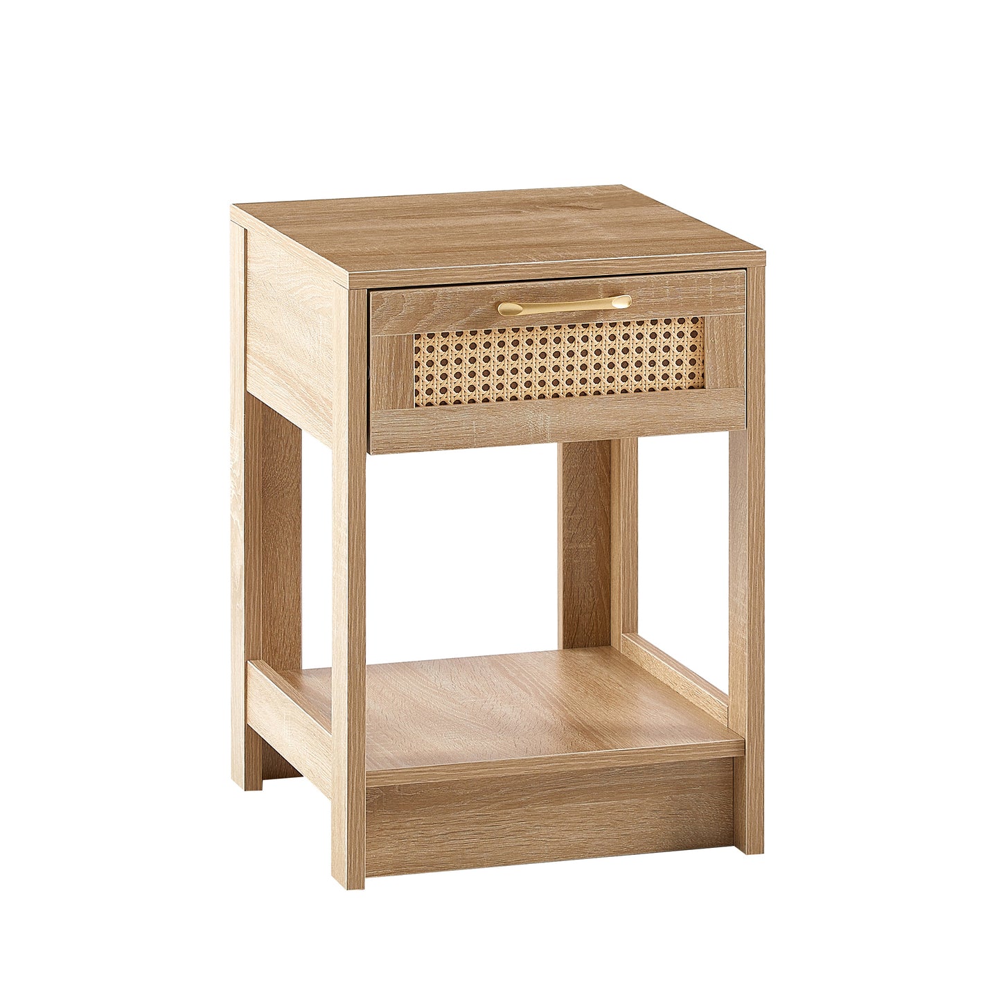 15.75 Inch Rattan End Table with Drawer Modern Nightstand Side Table for Living Room Bedroom Natural Design