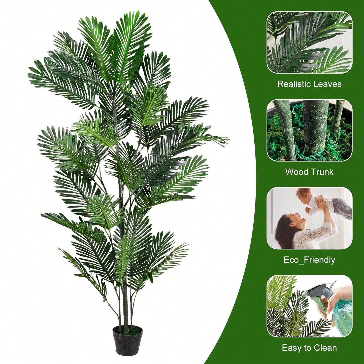 Large Artificial Palm Tree With Monstera Leaves For Indoor And Outdoor Tropical Decor