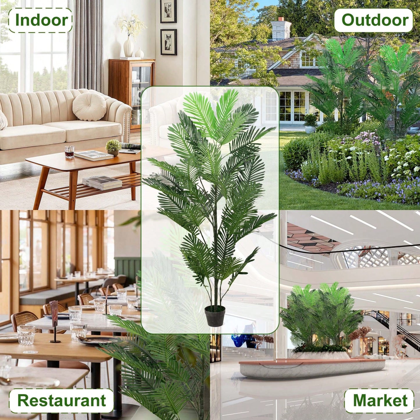 Large Artificial Palm Tree With Monstera Leaves For Indoor And Outdoor Tropical Decor