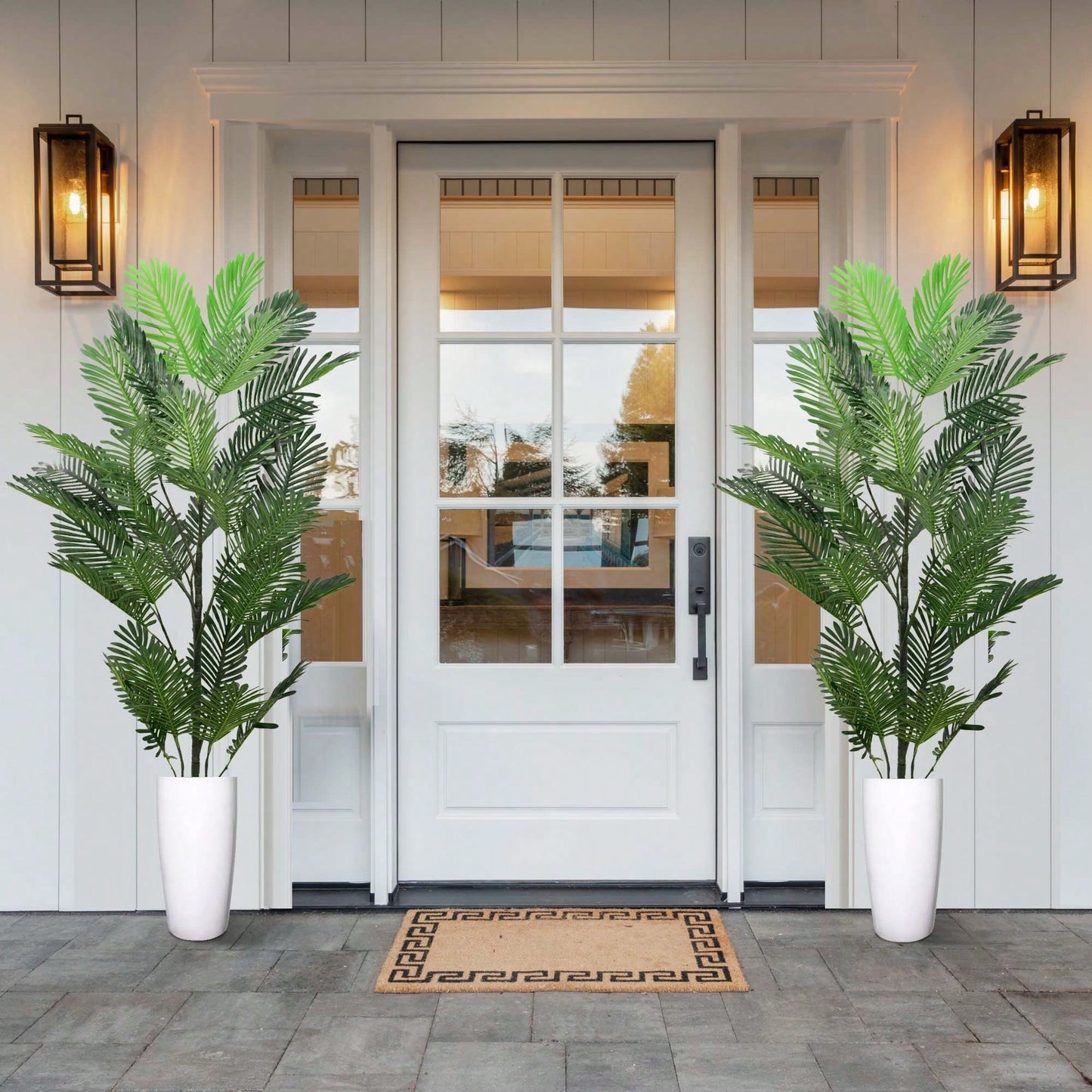 Large Artificial Palm Tree With Monstera Leaves For Indoor And Outdoor Tropical Decor