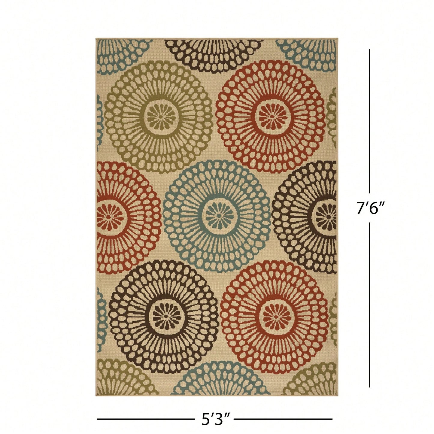 5'3" X 7'6" Decorative Area Rug For Living Room And Bedroom, Stylish And Durable Floor Covering