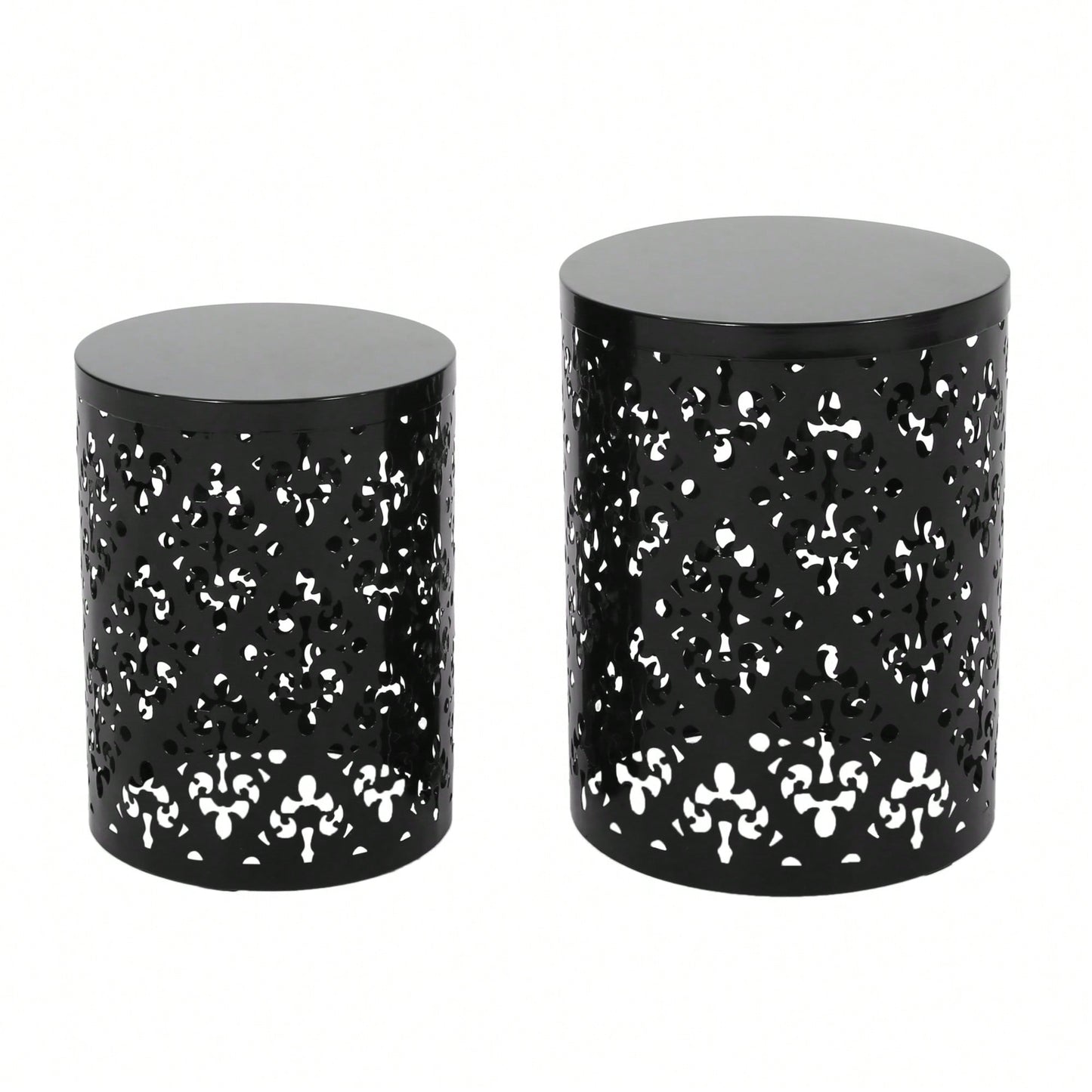 Set Of 2, Industrial Style Metal Side Table With Storage Shelf For Living Room Or Bedroom