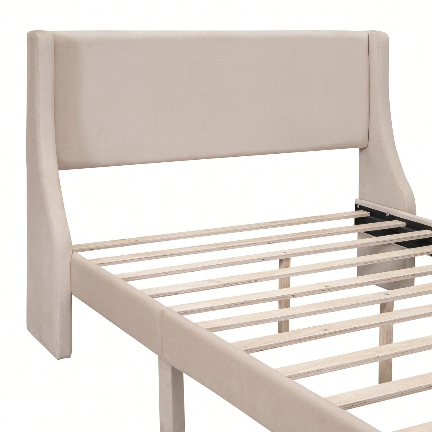 Elegant Velvet Upholstered Full Size Storage Bed With Spacious Drawer In Beige