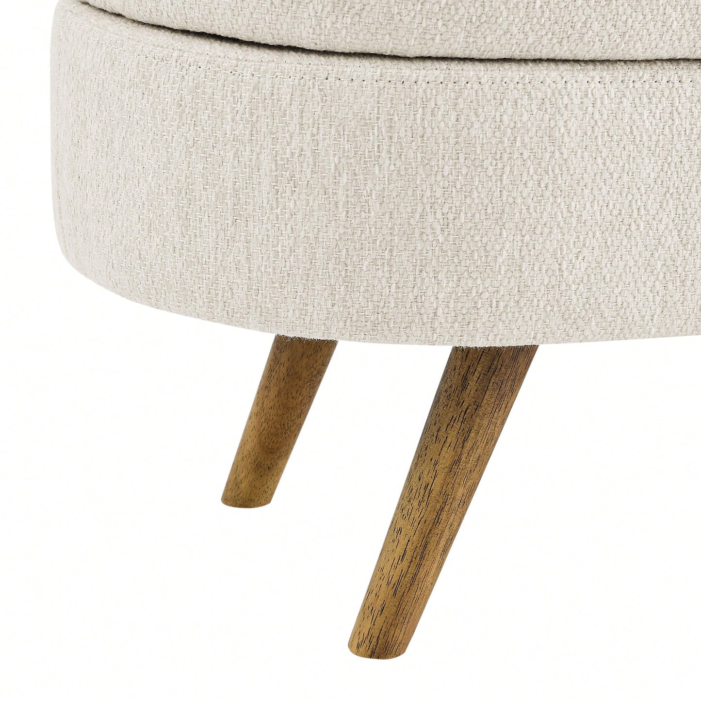 Beige Ottoman Storage Bench With Rubber Wood Legs 43.5x16x16 Stylish And Functional Home Furniture
