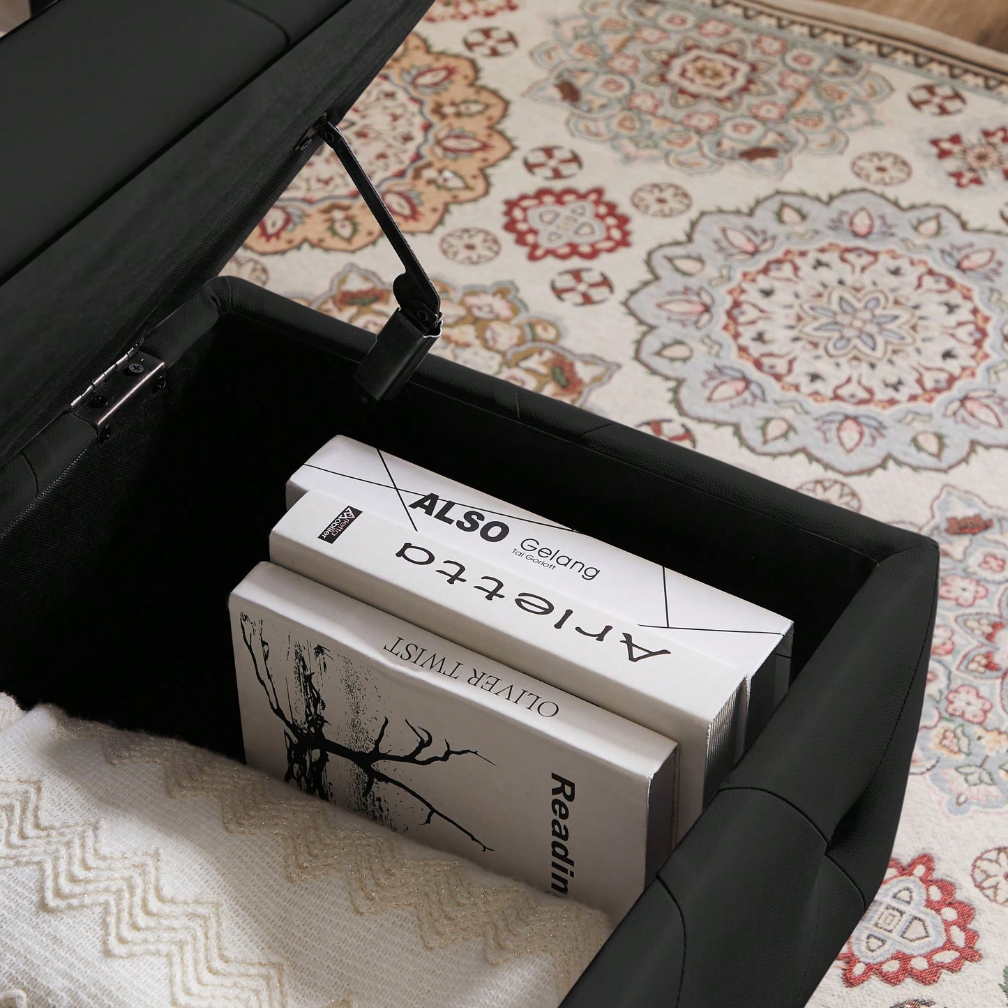 Stylish Flip Top Storage Bench With Padded Seat For Entryway Living Room Bedroom - Supports 250 Lb, Safety Hinge Design