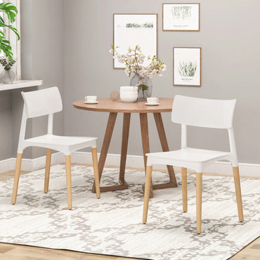 Set Of 2 Stylish Plastic Dining Chairs For Modern Home Decor