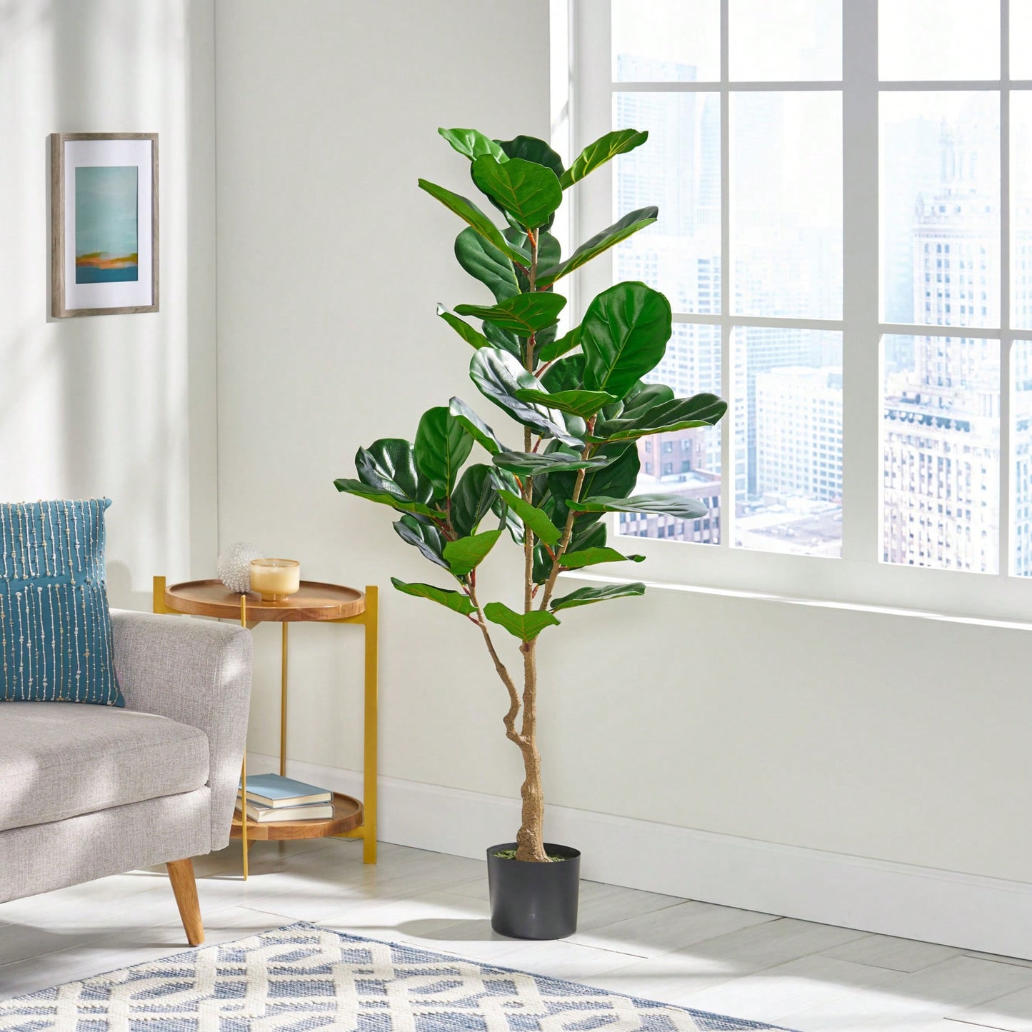 150CM Lifelike Artificial Fiddle Leaf Fig Tree For Home Decor And Office Spaces