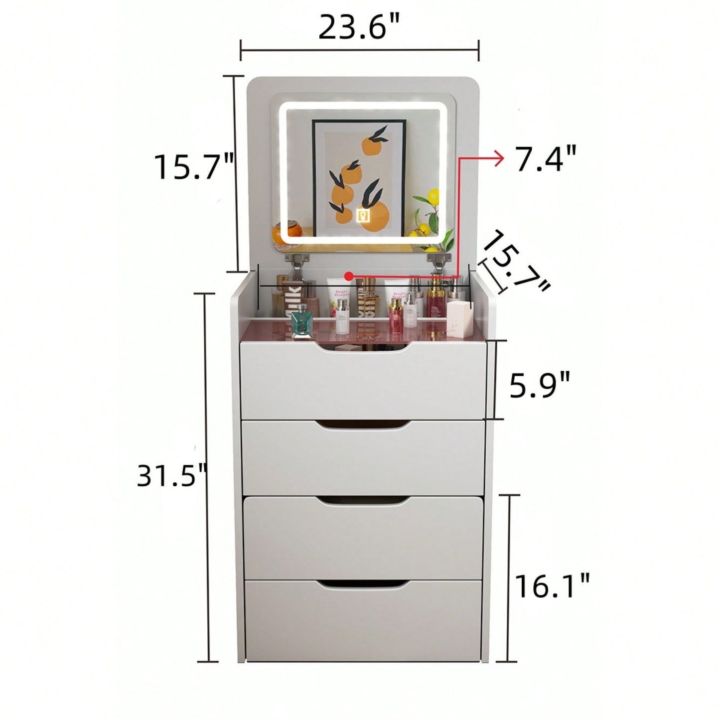 Stylish 3-in-1 Makeup Vanity Desk with Flip Top Mirror and Glass Surface, 3 Drawers and Cushioned Stool for Bedroom Decor