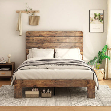 King Size Wood Platform Bed Frame With Noise-Free Design, No Box Spring Required, Easy Assembly, Ample Under Bed Storage, Dark Brown Finish