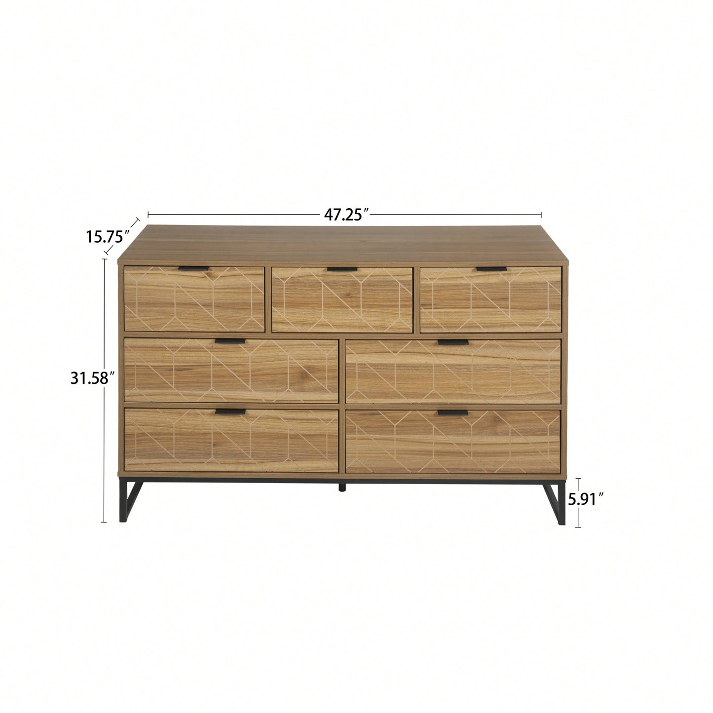 Elegant Walnut Finish 7 Drawer Wooden Dresser Storage Cabinet For Bedroom Organization